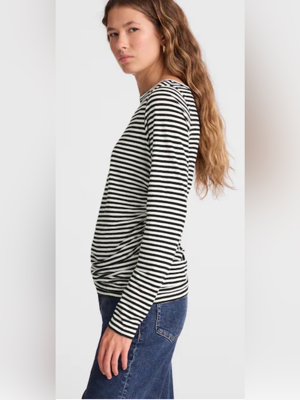 NWT MADEWELL Ruched Crewneck Long Sleeve Tee in Soft Slub size women’s small - Picture 3 of 8